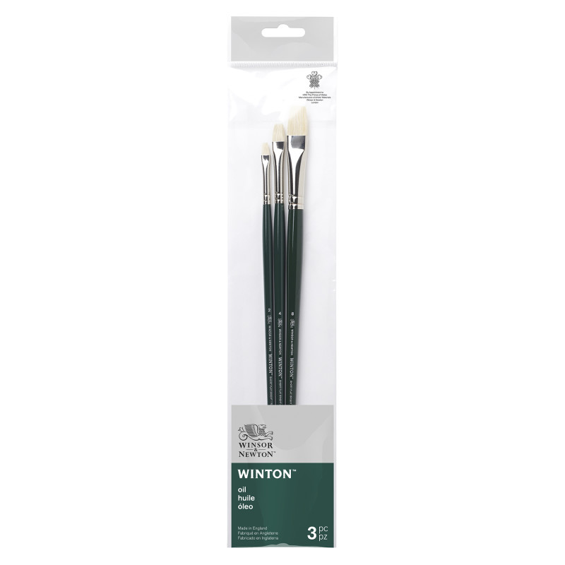 Winton Oil Brushes, Long Handle, Pack #1, Set of 3