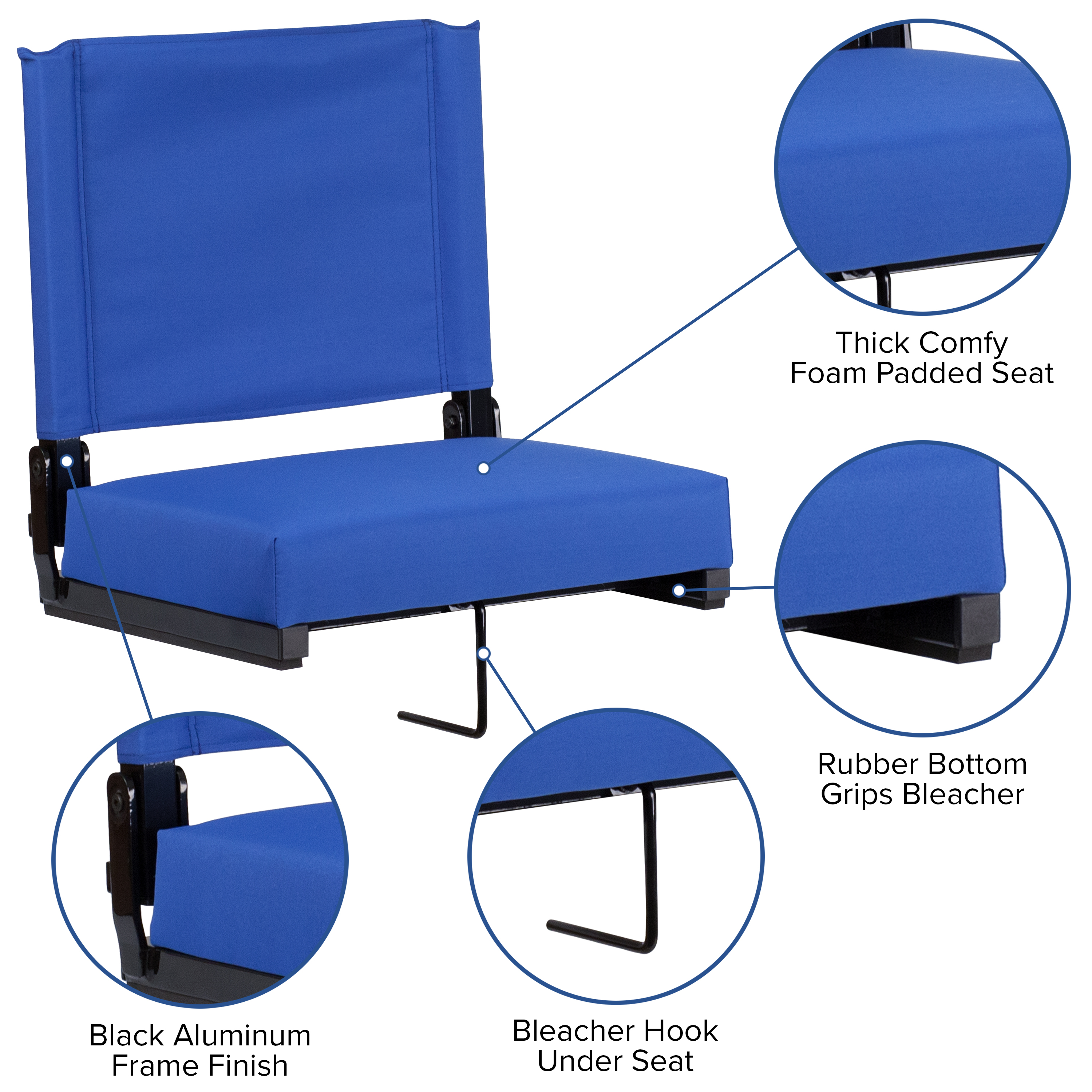 Juego de 2.500 lb. Silla de estadio ligera clasificada con asiento ultra acolchado, azul marino... - Imagen 59 de 175