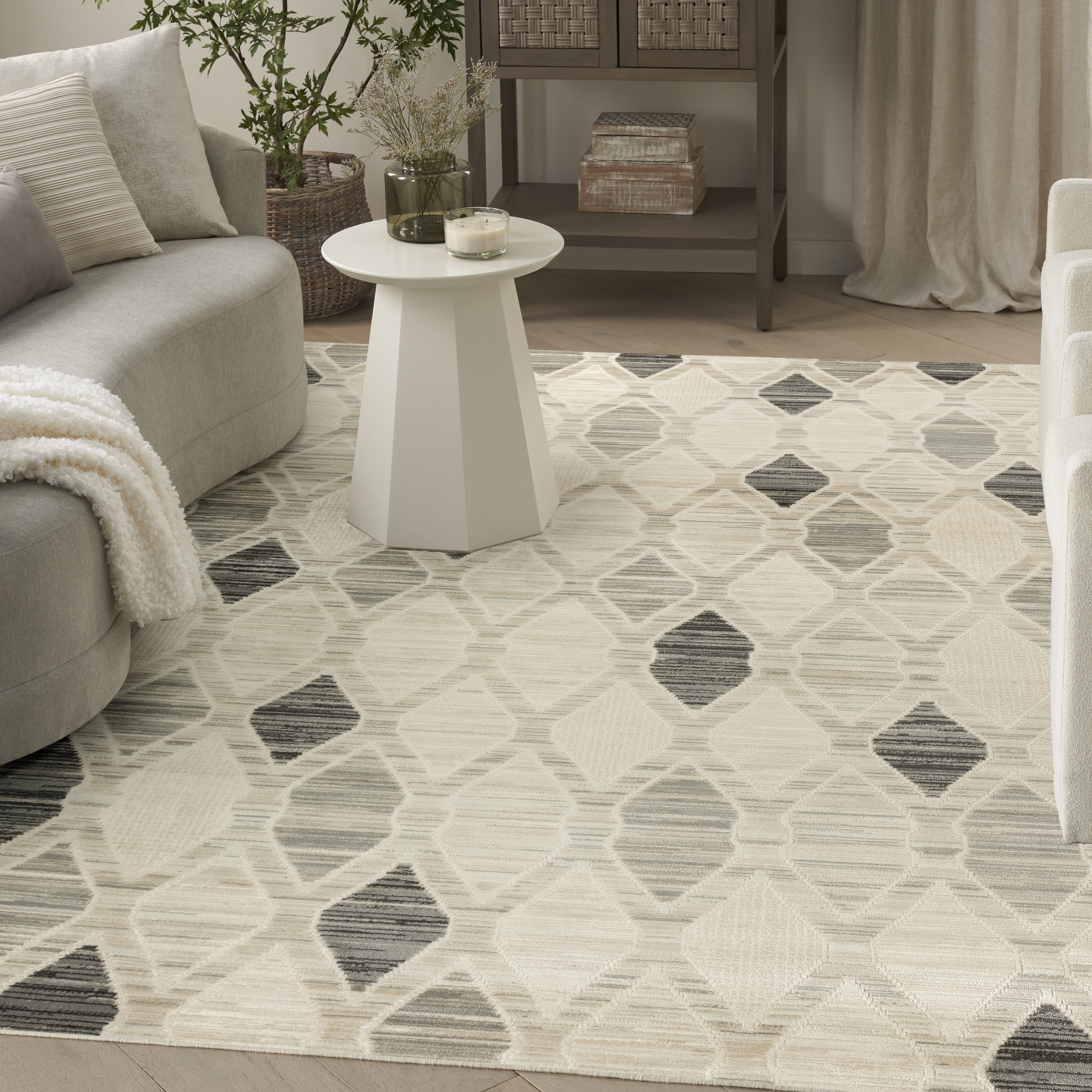 Nourison Serenity Home 7'10" x 9'10" Beige Grey Modern Indoor Rug