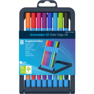 Slider Edge XB Ballpoint Pen, 1.4 mm, 8 Assorted Ink Colors in Adjustable Case Stand