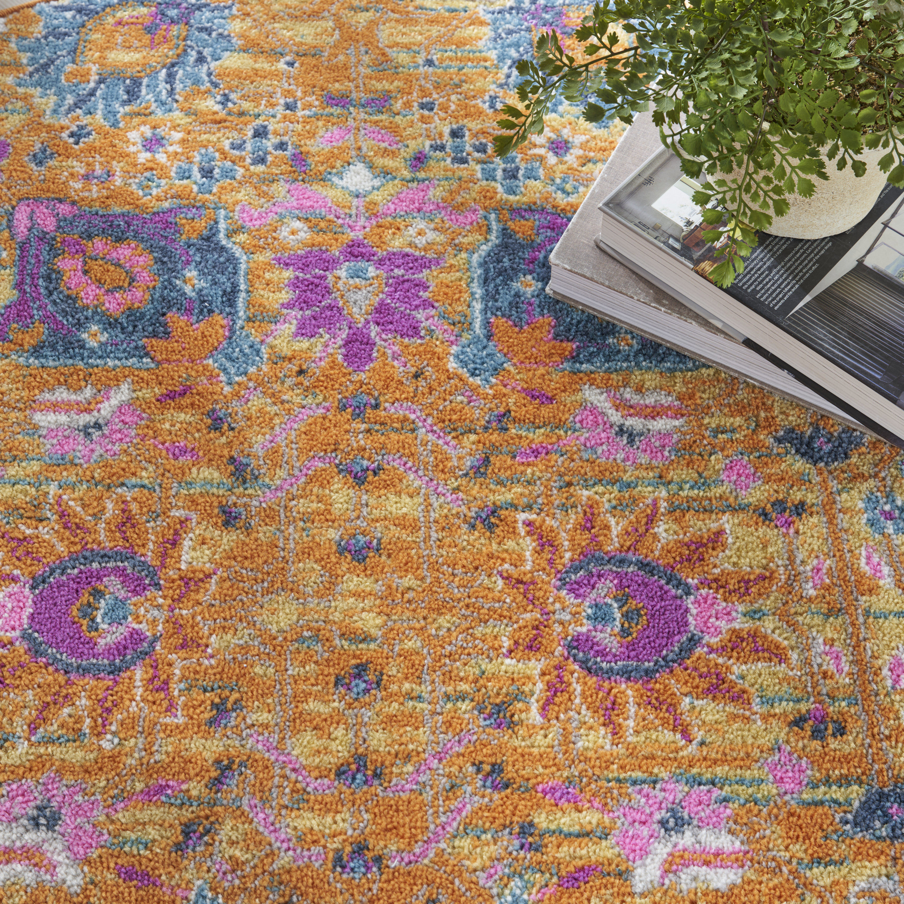 Nourison Passion 4' x Round Sunburst Bohemian Indoor Rug