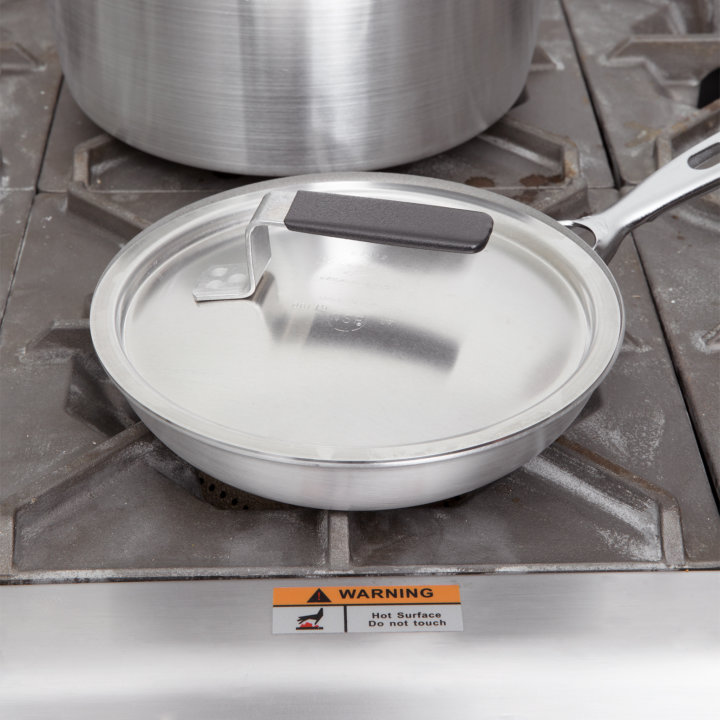 8 5/16-inch Wear-Ever® domed aluminum cover with satin finish and dipped handle