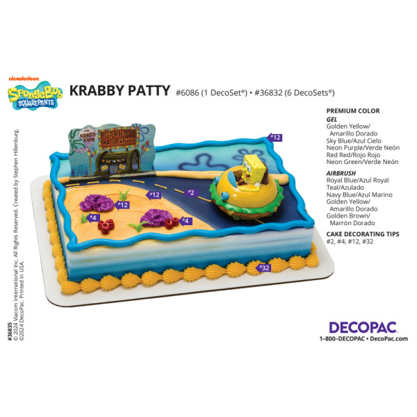 SpongeBob SquarePants Krabby Patty Cake Decorating Instruction Card