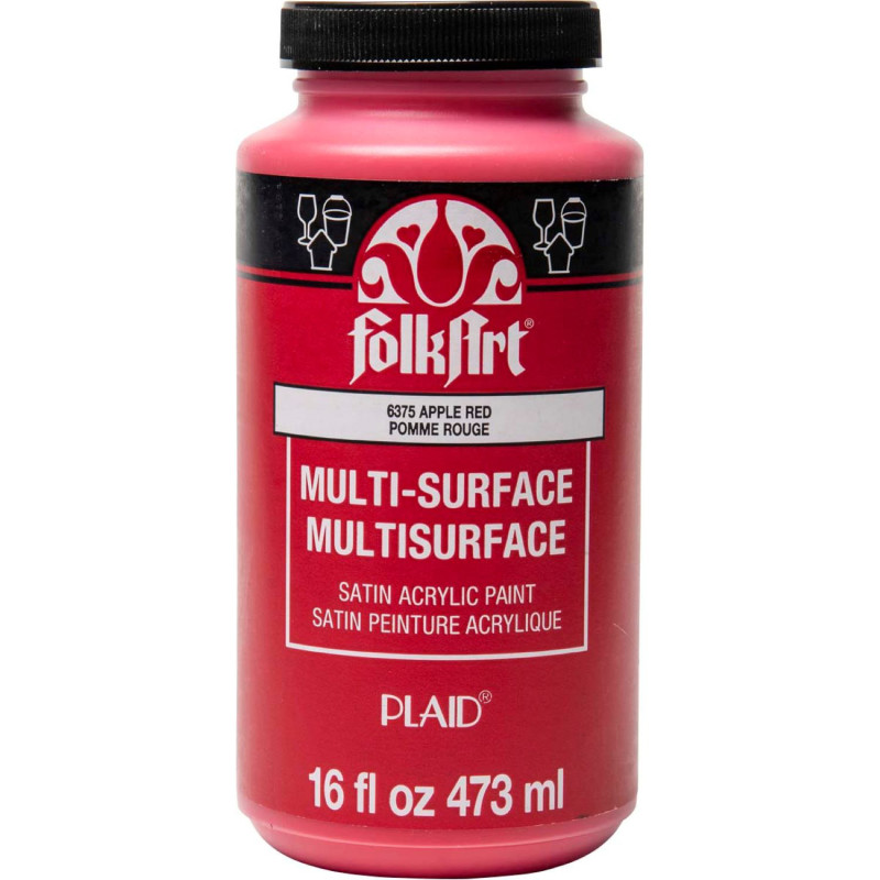 Acrylic Paint Multi-Surface Satin, 16oz., Apple Red