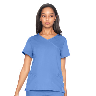 Urbane Ultimate 6 Pocket Mock Wrap Scrub Top for Women: Modern Tailored Fit, Luxe Soft Stretch Fabric Medical Scrubs 9577-Urbane