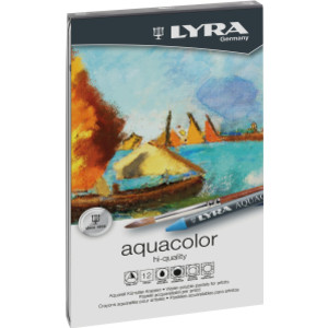Aquacolor Water Soluble Crayon Pastels Set Tin, Assorted Colors, 12 Pieces