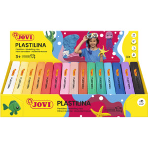 Plastilina Modeling Clay, Assorted Colors, 15 Bars (150 g Each), Non-Drying Reusable Modeling Clay