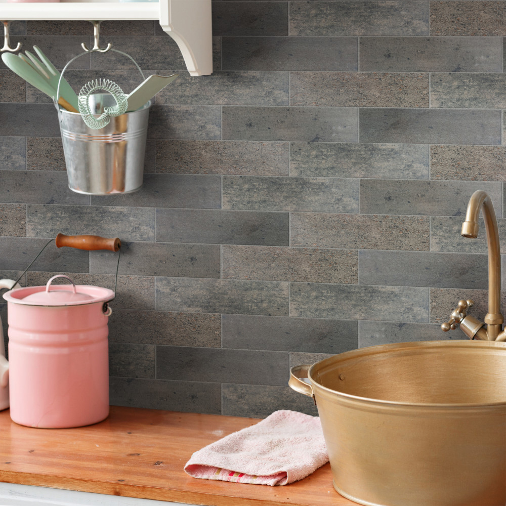 Capri Brick Nero 2-1/2 in. x 10 in. Porcelain Floor and Wall Tile