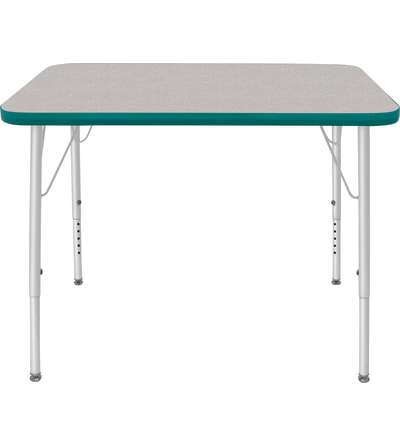 Creative Colors® Activity Table, Rectangle, 24" x 48", Gray Nebula Top Color, Teal Edge Color, Standard Leg Height, Platinum Sil