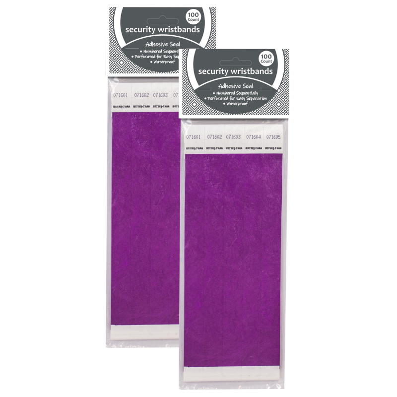 DuPont™ Tyvek® Security Wristbands, Purple, 100 Per Pack, 2 Packs