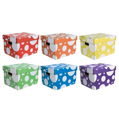 Classroom Keepers  Storage Totes, 6 Assorted Polka Dot Colors,  11.25