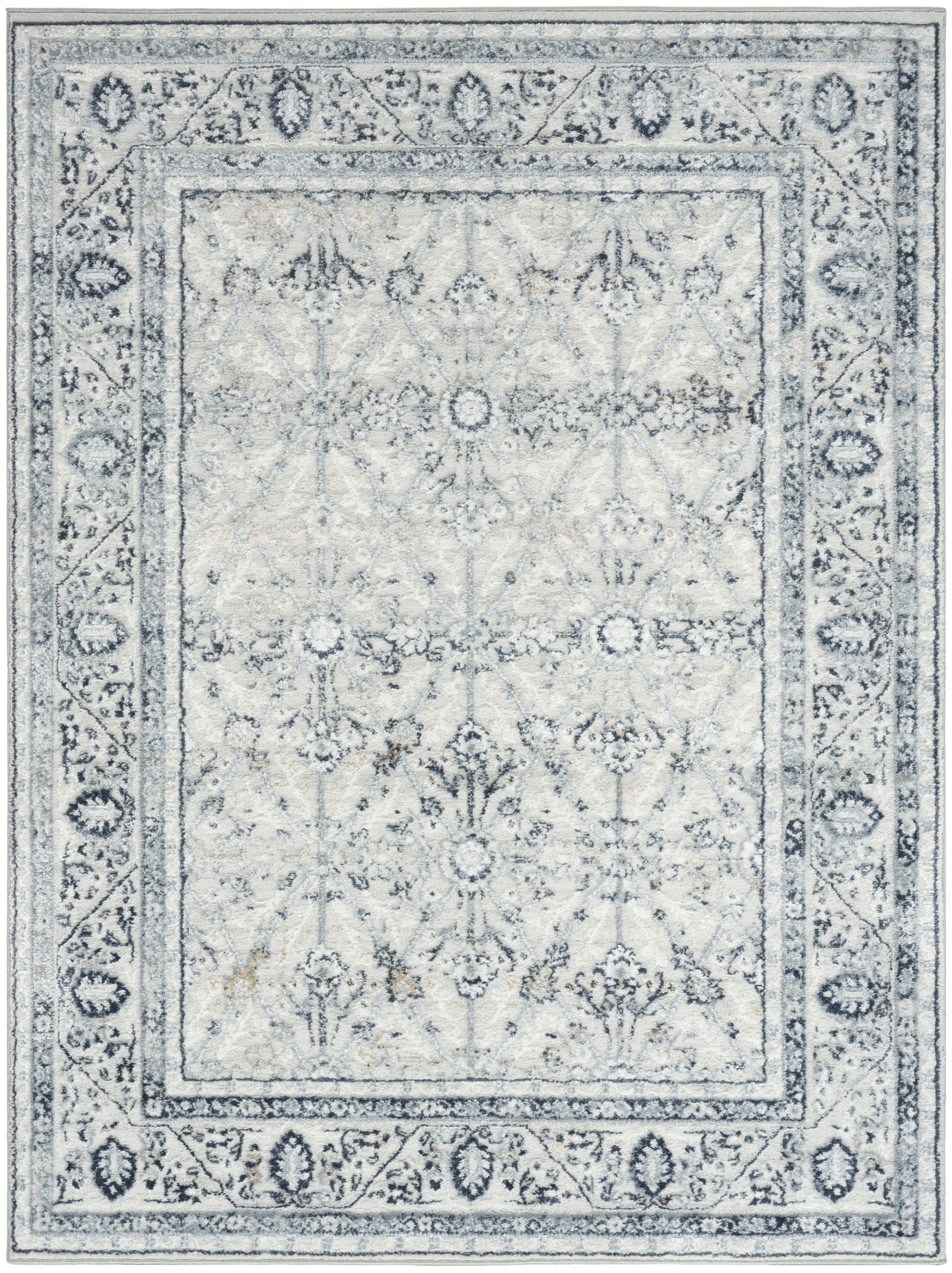 Nourison Dekor 5'3" x 7' Grey Navy Vintage Indoor Rug