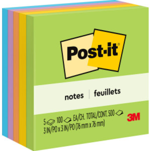 Notes, 3 in x 3 in, Floral Fantasy Collection, 100 Sheets/Pad, 5 Pads/Pack