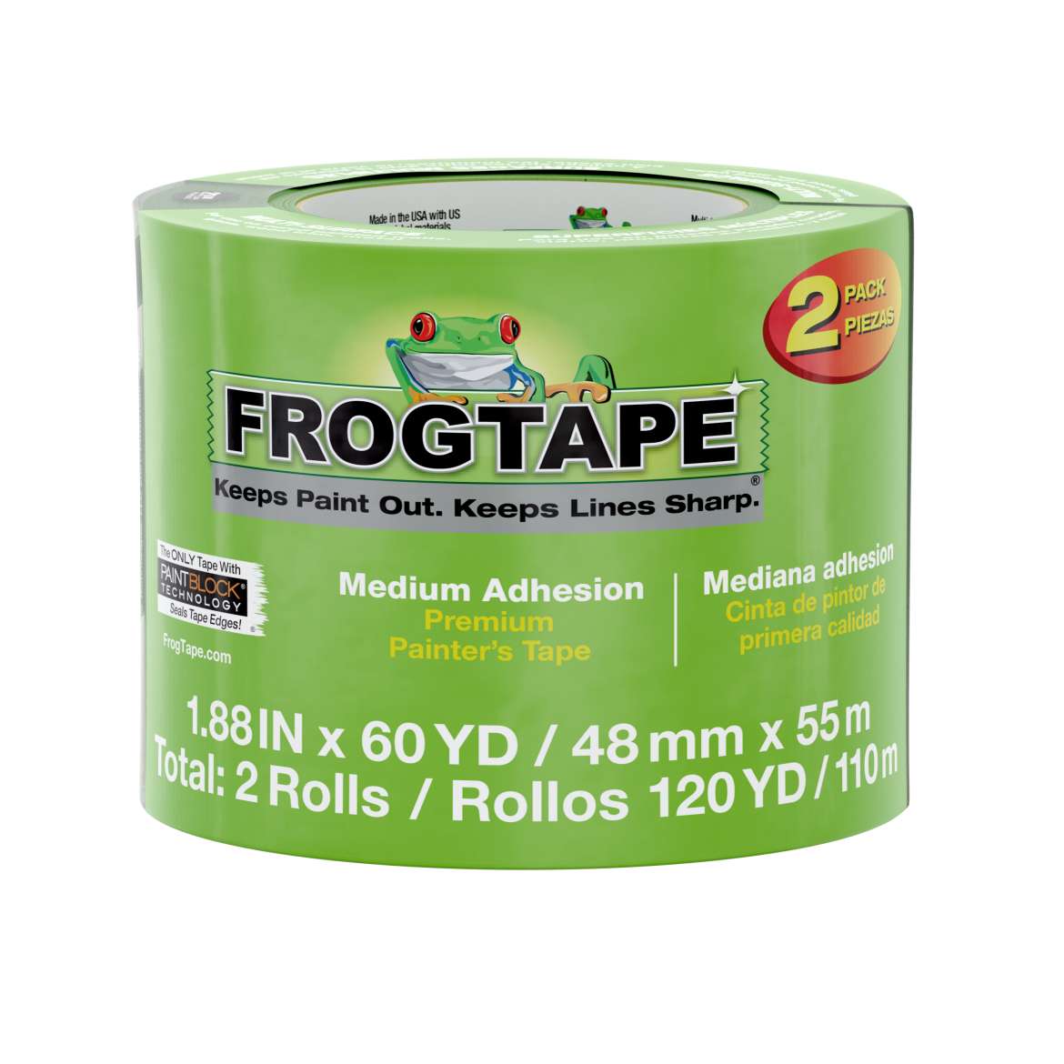 FrogTape® Multi-Surface Painting Tape - Green, 2 pk, 1.88 in. x 60 yd.