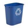 Rubbermaid Commercial, Recycling, 7 gal, Resin, Blue, Rectangle, Receptacle