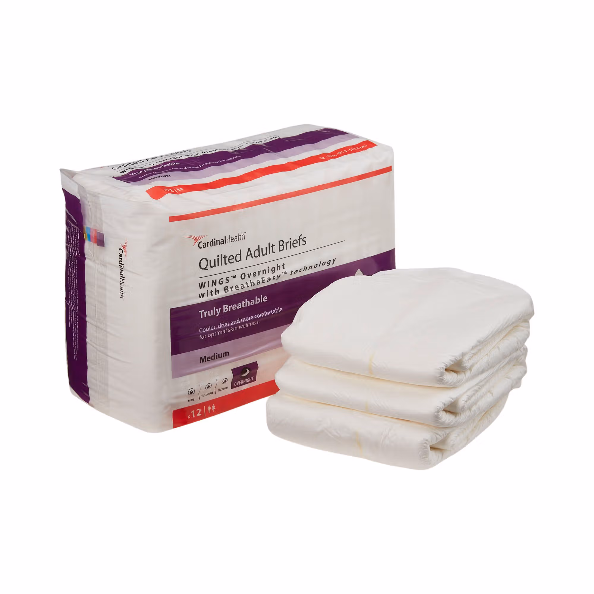 Wings™ Overnight Quilted Incontinence Brief, Medium