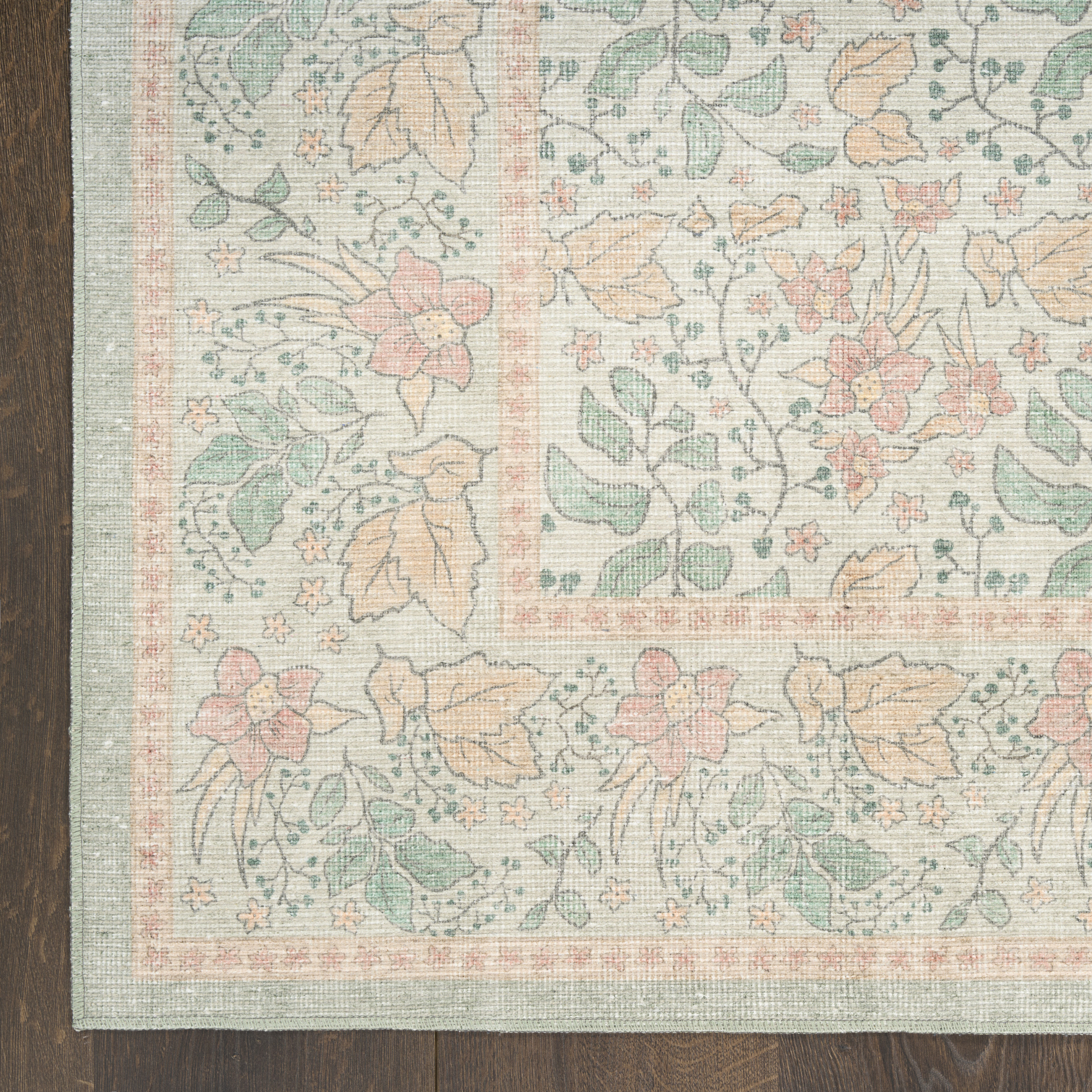 Nourison Botanical Washables 7'6" x 9'10" Green Multicolor Farmhouse Indoor Rug