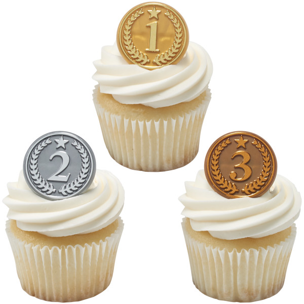 Gold, Silver, and Bronze Medal Foil Cupcake Rings
