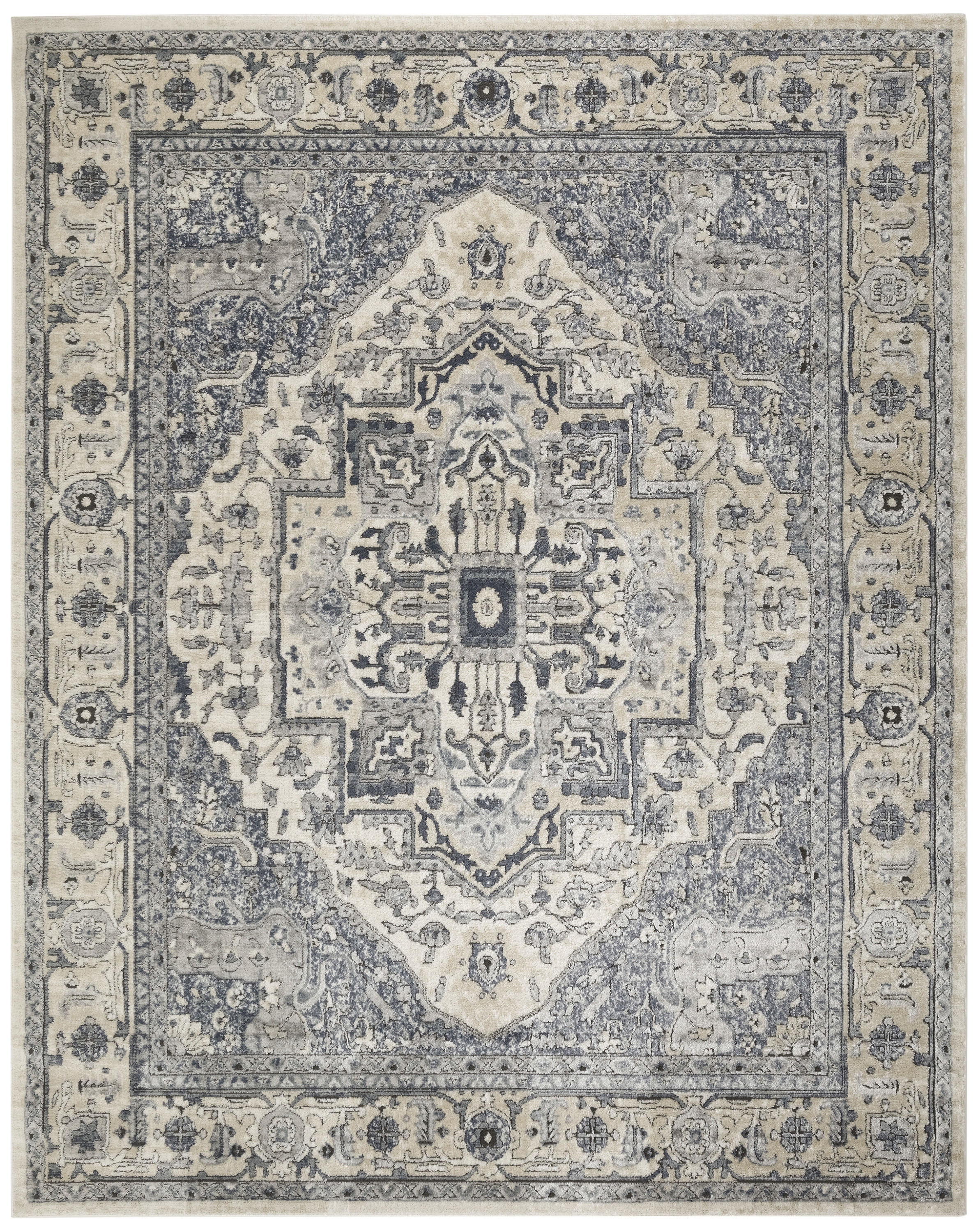 Nourison Quarry 7'10" x 9'10" Ivory Navy Vintage Indoor Rug