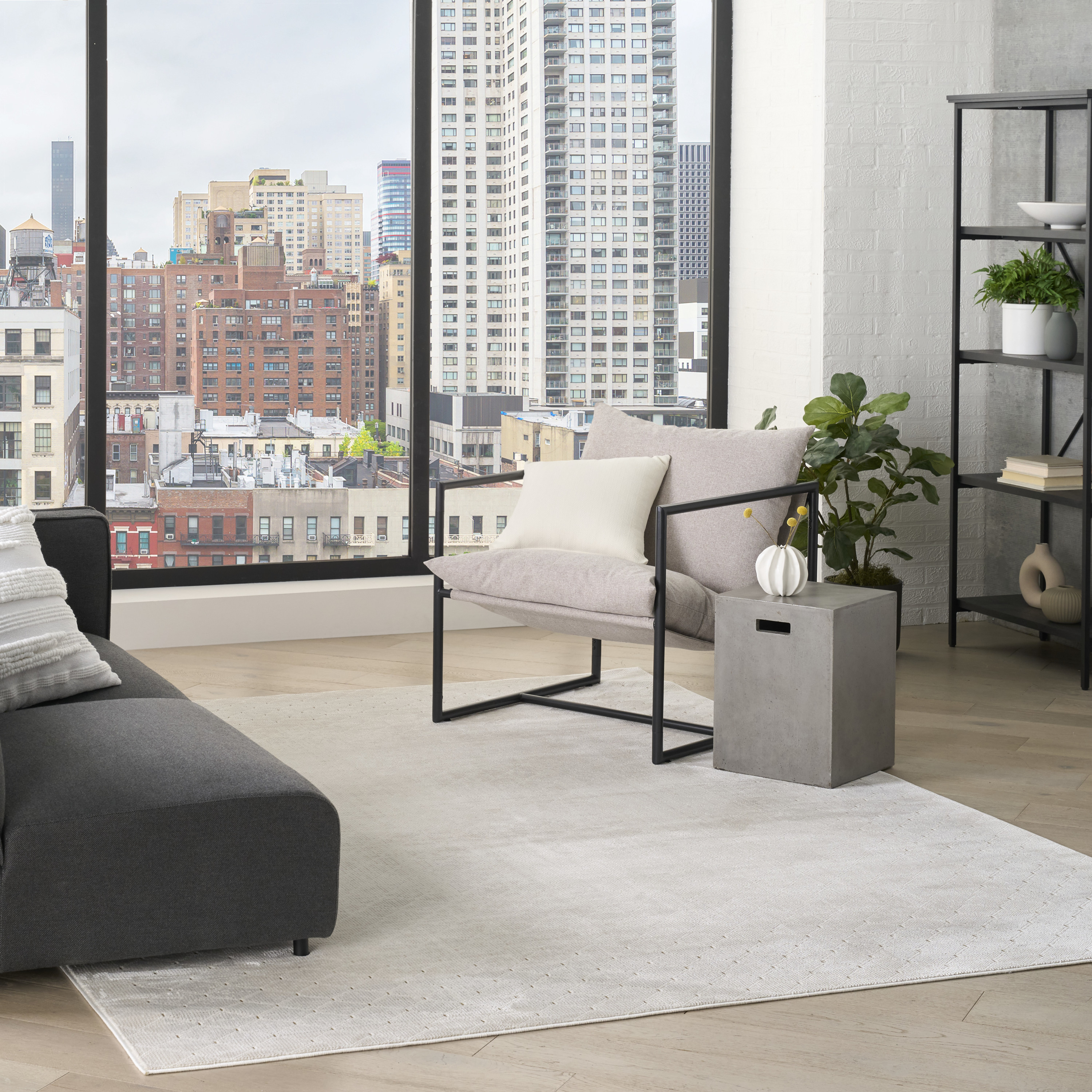 DKNY Grand Street 9' x 12' Ivory Modern Indoor Rug