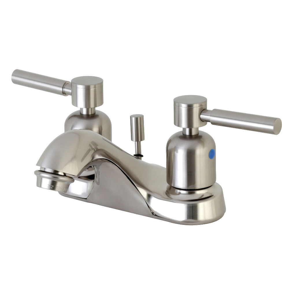 Double Handle 4 inch Centerset Bathroom Faucet with Pop-Up Drain, Brushed Nickel with 2 Finish Options