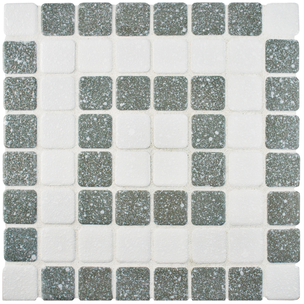 Crystalline Market Square Grey 11-3/4 in. x 11-3/4 in. Porcelain Mosaic Tile