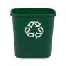 Rubbermaid Commercial, Recycling, 7 gal, Resin, Green, Rectangle, Receptacle
