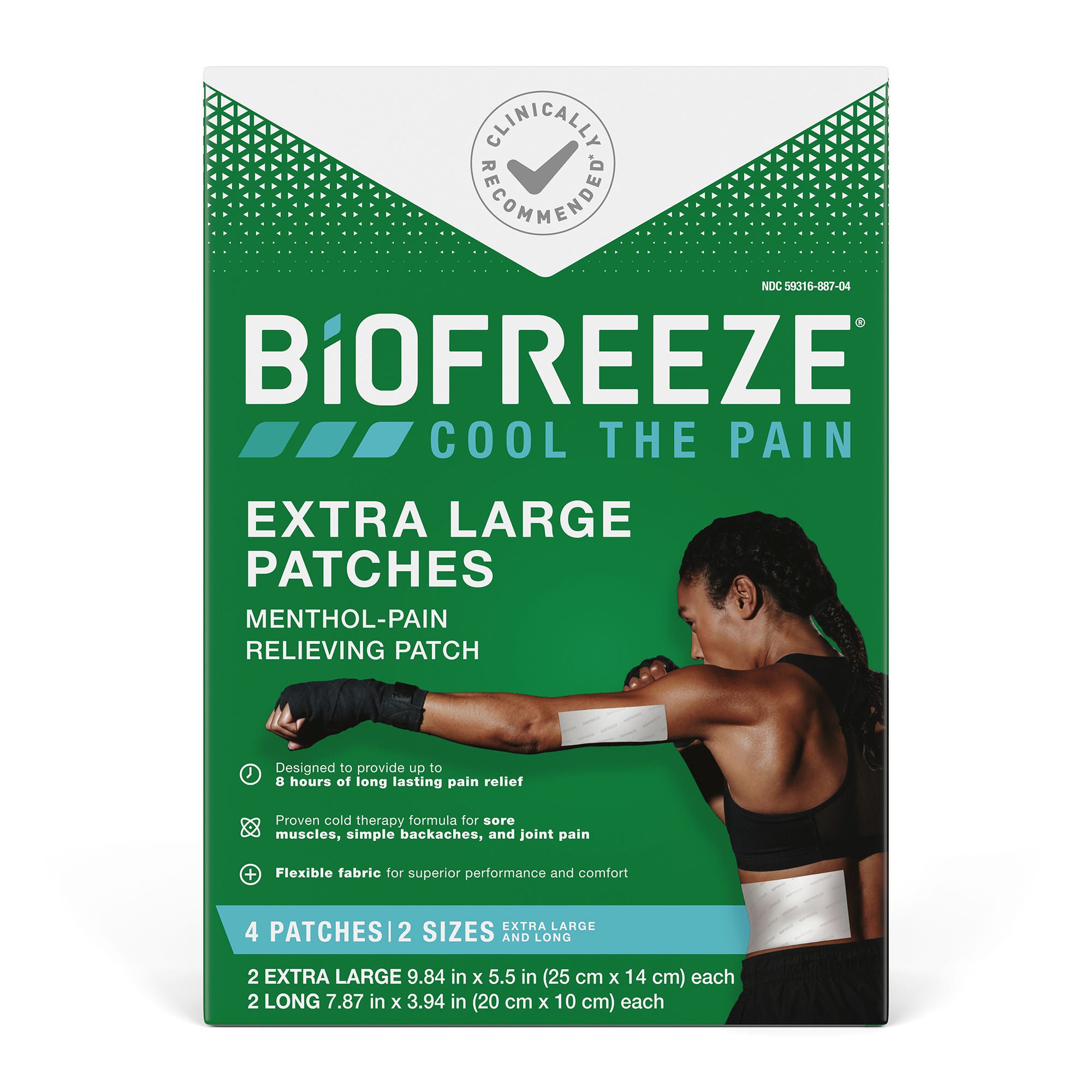 Biofreeze® Menthol Pain Relieving, 2 25x14 cm Patches, 2 20x10 cm Patches