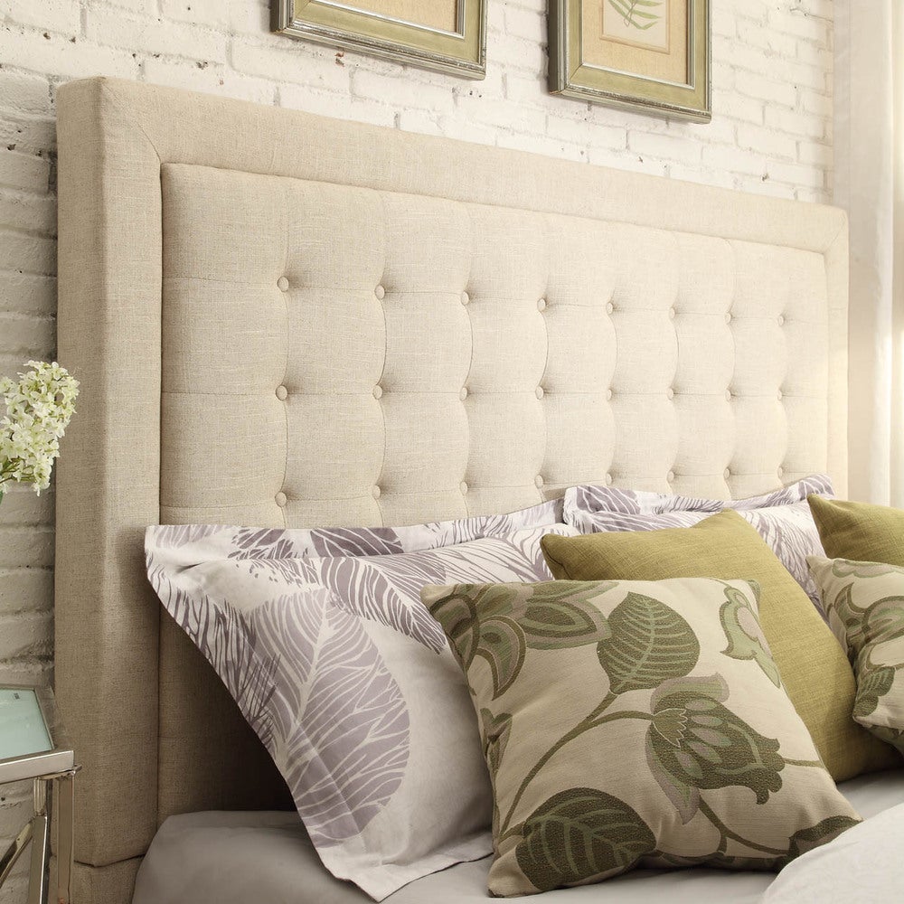 Square Button-Tufted Upholstered Headboard