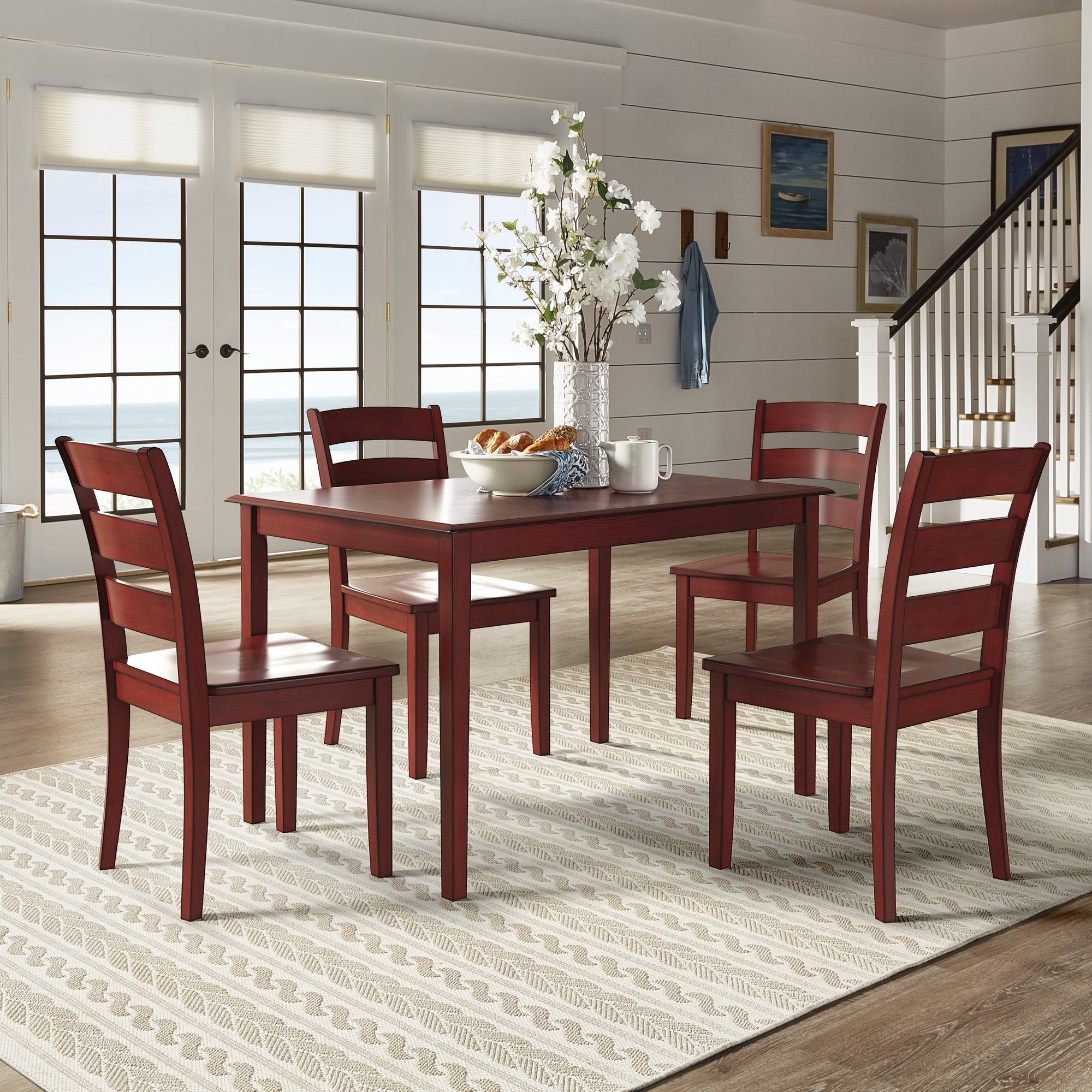 Oak Wood Finish 48-inch Rectangle Dining Set