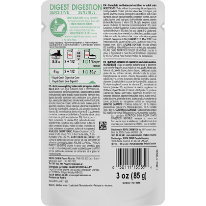 Royal Canin Feline Care Nutrition Digest Sensitive Chunks in Gravy Pouch