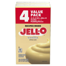 JELL-O Vanilla Instant Pudding & Pie Filling Value Pack, 4 ct Pack, 3.4 oz Boxes