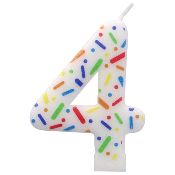 4 Rainbow Sprinkle Numeral Candles
