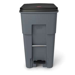Rubbermaid Commercial, BRUTE, Step-On Rollouts, 65 gal, Resin, Gray, Rectangle, Receptacle