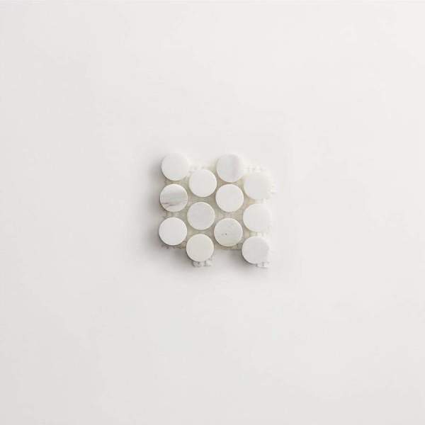 clé lapidary: legacy | penny round mosaic sheet | honed | calacatta gold | sample 
