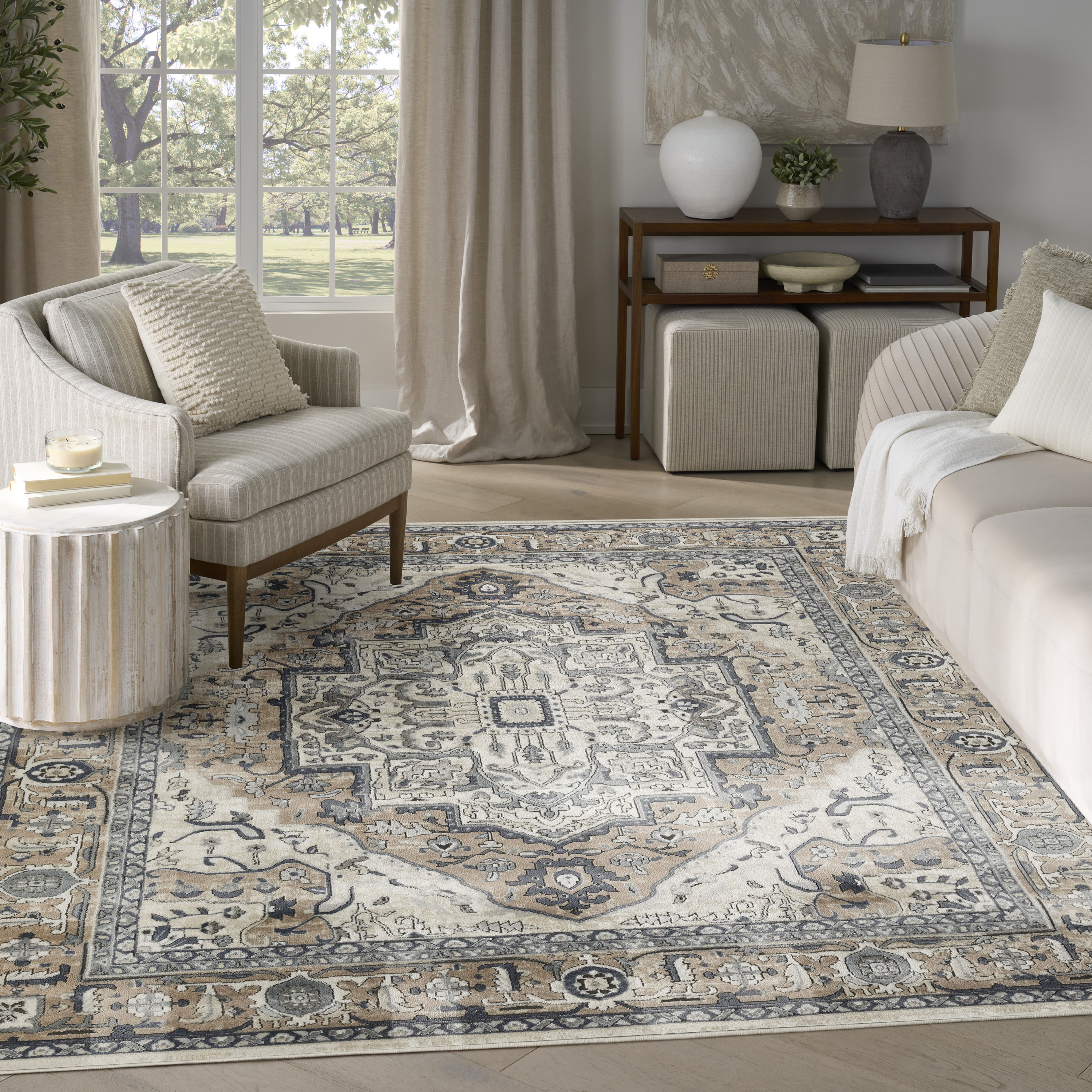 Nourison Quarry 7'10" x 9'10" Ivory Taupe Vintage Indoor Rug