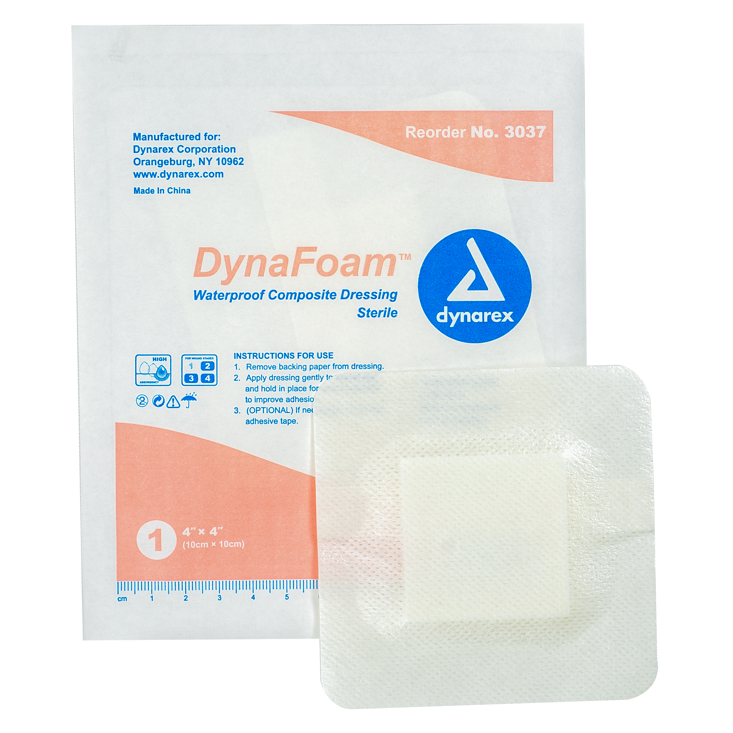DynaFoam™ Waterproof Foam Dressing – Bordered, 4