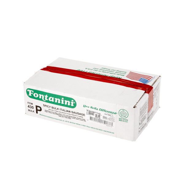 FONTANINI(r) Spicy Bulk Italian Sausage, Raw, 4/5 lb . C1RA - Front Right Closed Case (Hi Res)