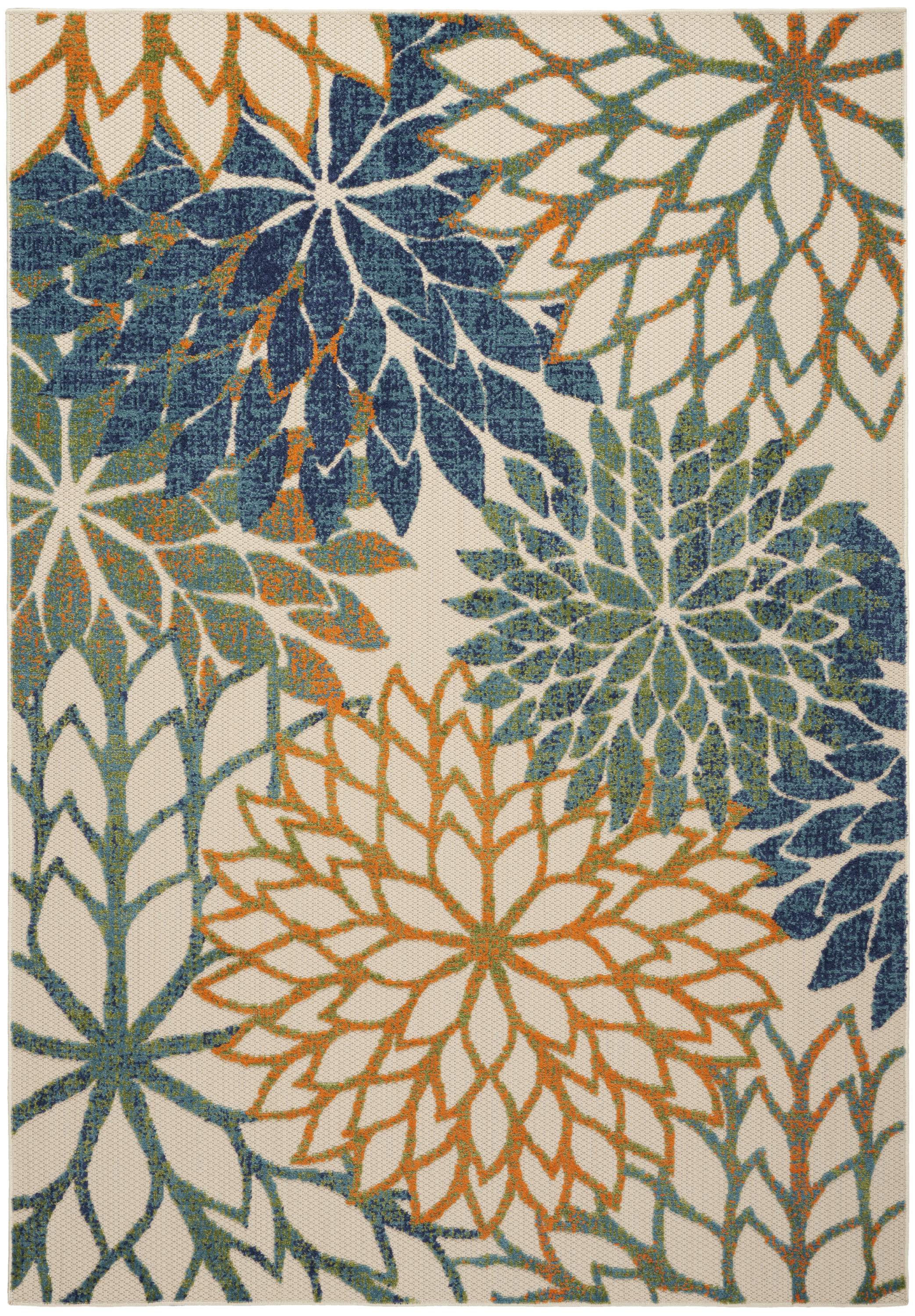 Nourison Aloha 3'6" x 5'6" Blue Green Tropical Rug