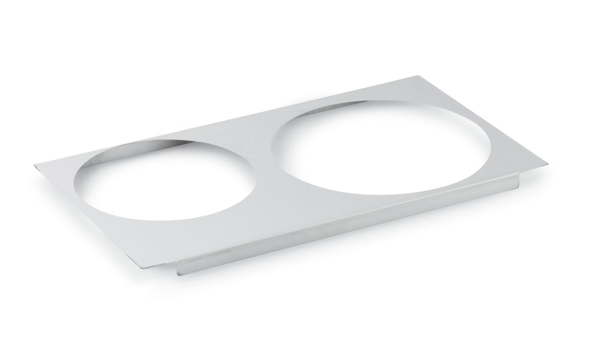 Two-opening stainless steel adapter plate for 7 ¼-quart and 11-quart insets