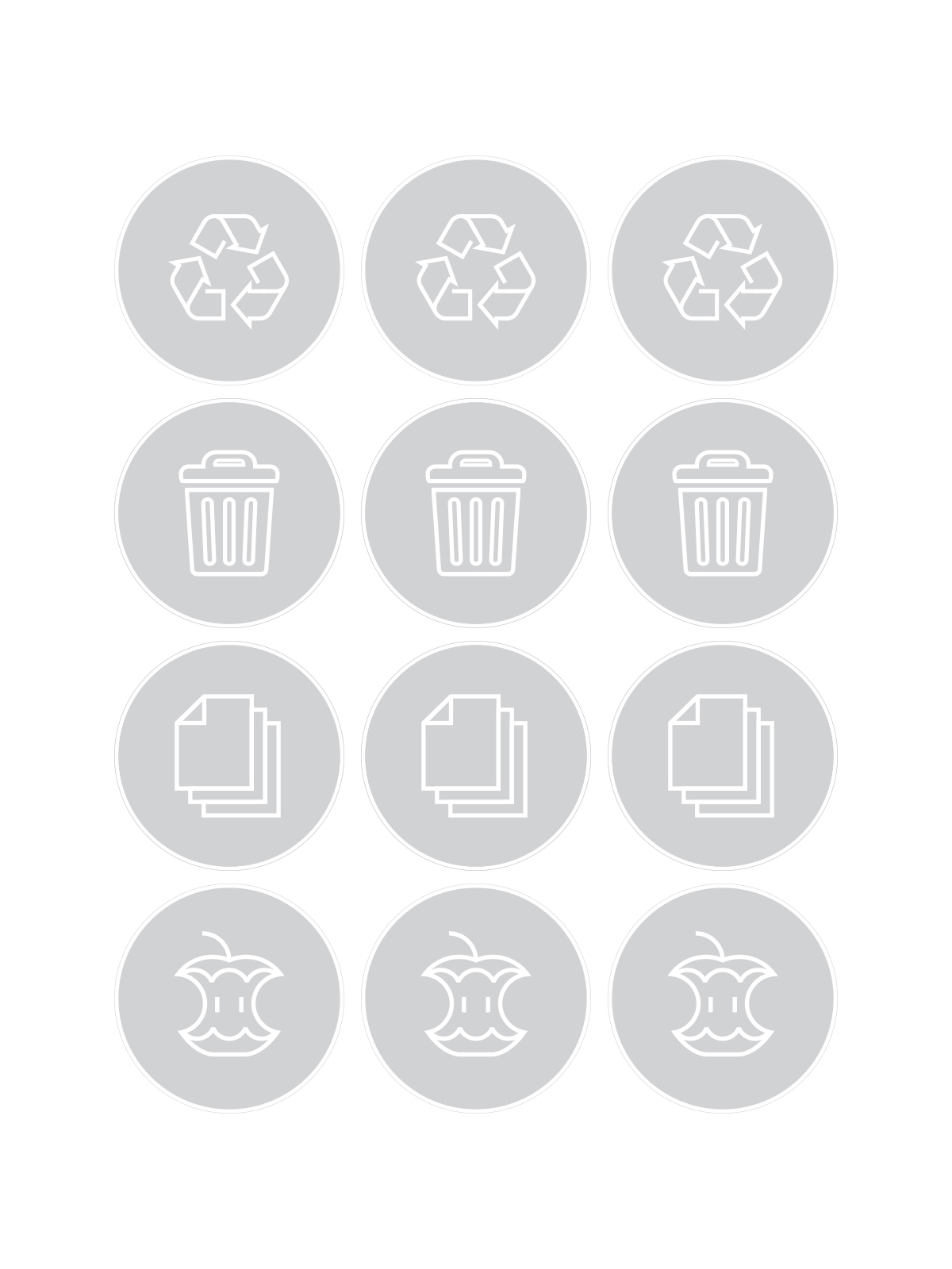 SPECTRUM (12 Pack) – Label – Mobius Loop-Paper-Organics-Waste – Clear-White