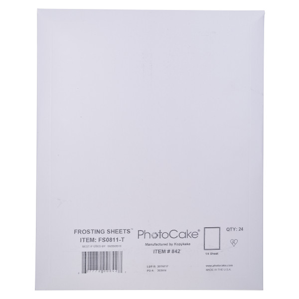 PhotoCake® Frosting Sheets, 1/4 Sheet PhotoCake® Edible Paper