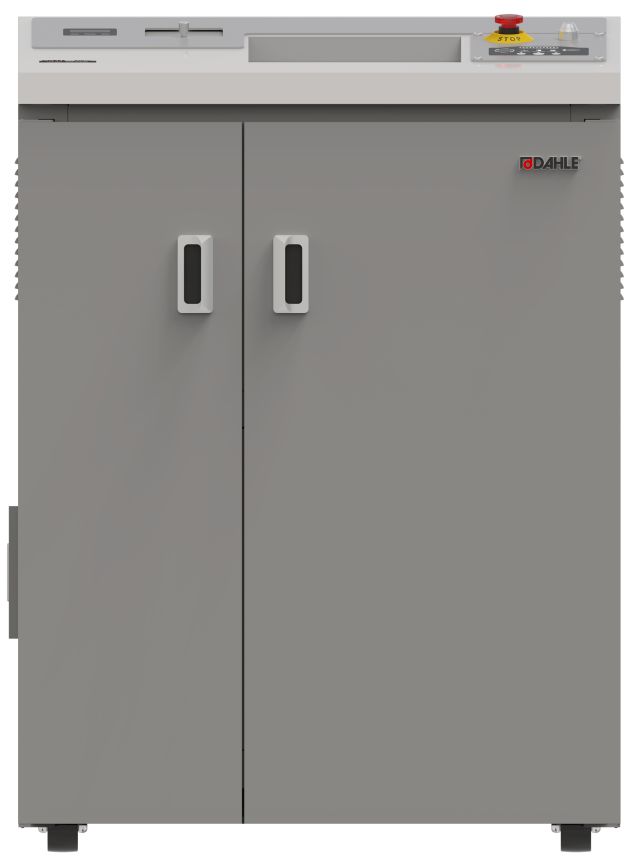 The Dahle PowerTEC® Hard Drive/Paper Shredder safely destroys paper and digital media.