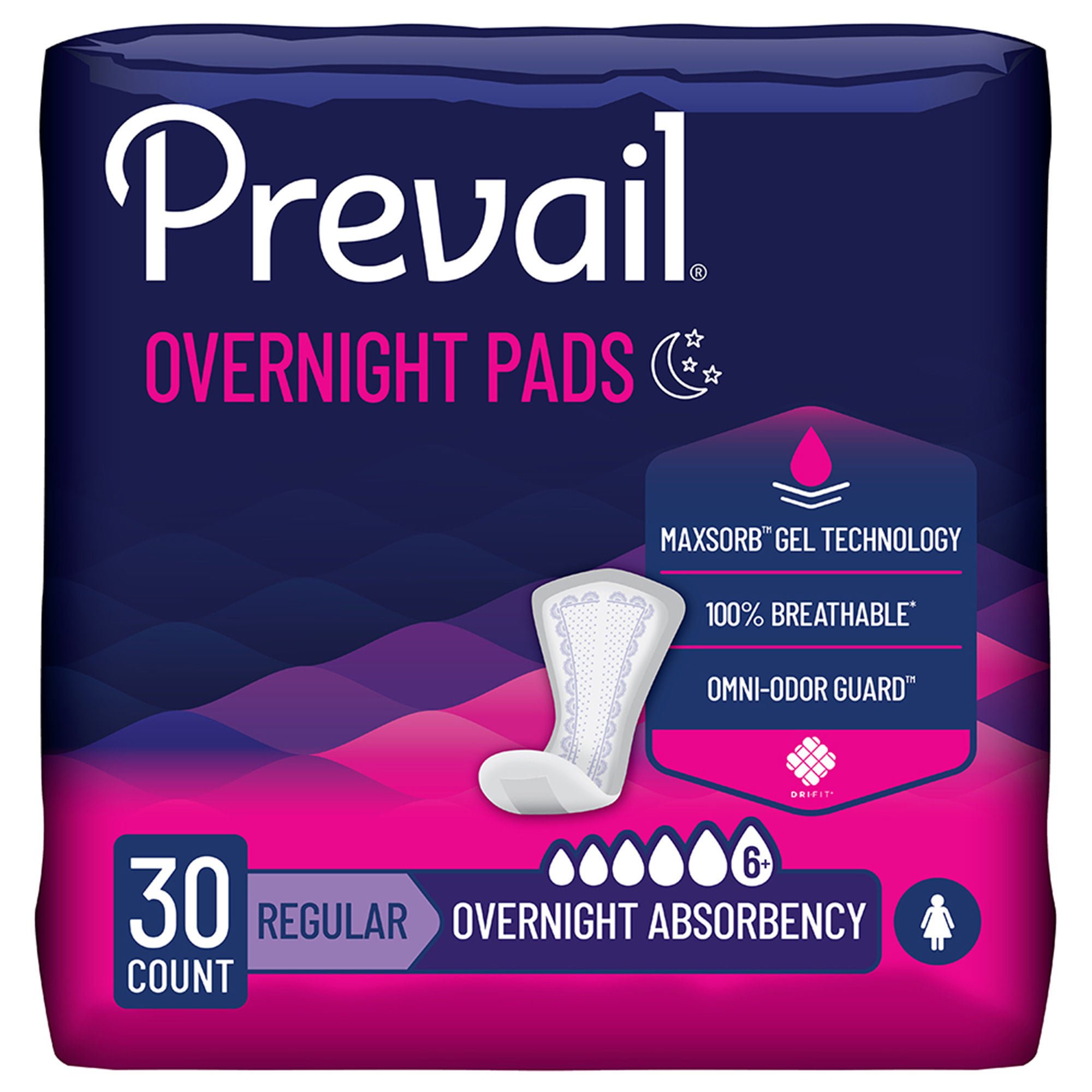 Prevail® Daily Pads Overnight Bladder Control Pad, 16-Inch Length