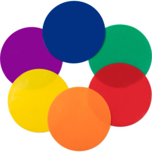 Round Poly Spot Markers, 10", 6 Assorted Colors