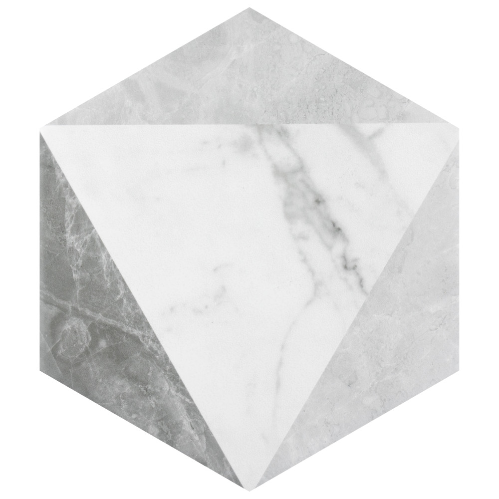 Classico Carrara Hexagon Peak 7 in. x 8 in. Porcelain Floor and Wall Tile