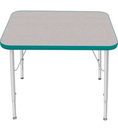 Creative Colors® Activity Table, Rectangle, 24" x 30", Gray Nebula Top Color, Teal Edge Color, Standard Leg Height, Platinum Sil