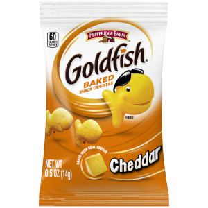 Pepperidge Farm Goldfish Baked Snack Crackers, Cheddar Cheese, .50 Ounces, Pack of 100
