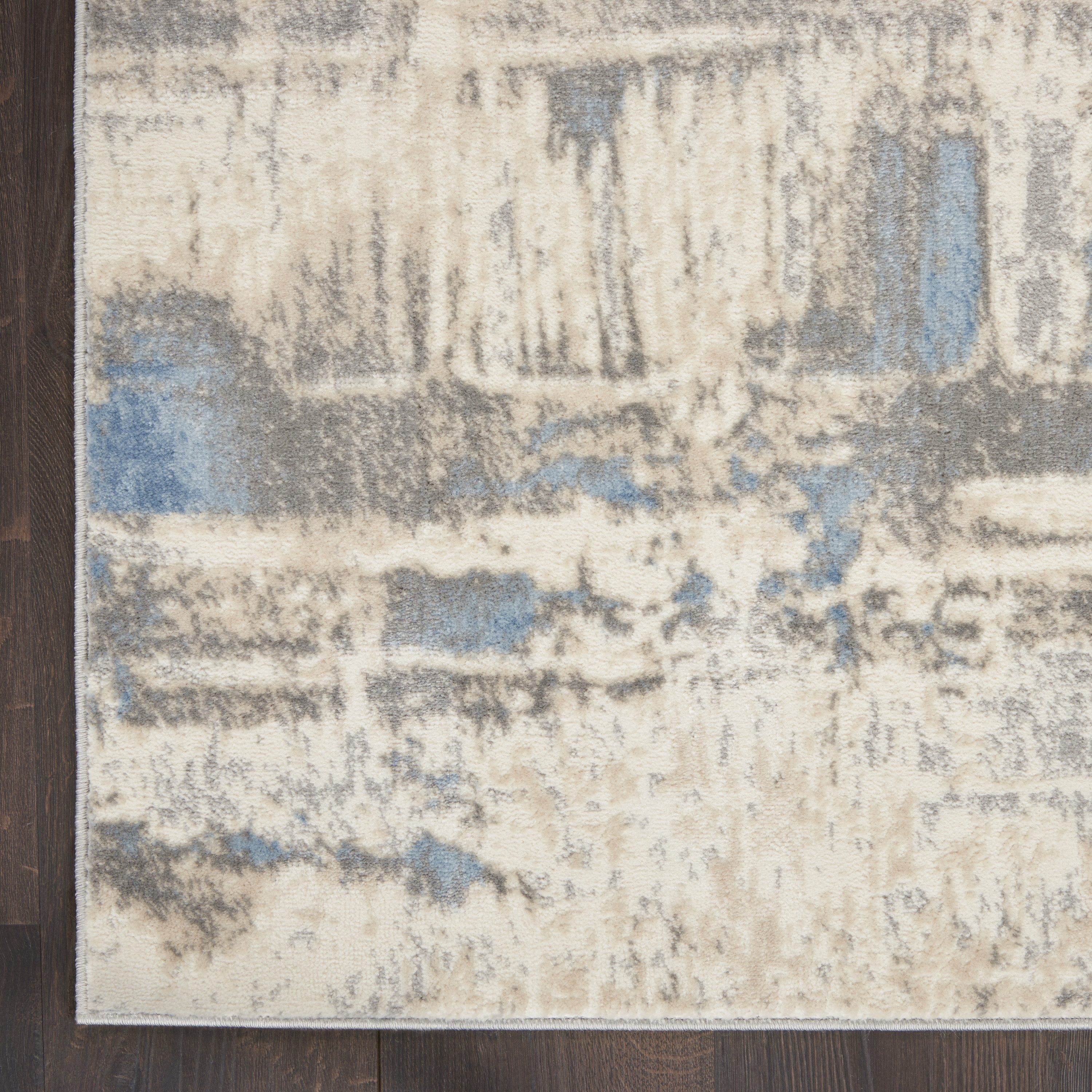 Nourison Solace 2'3" x 7'3" Ivory Grey Blue Modern Indoor Rug
