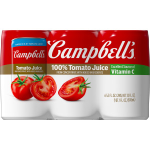 Campbell’s® 100% Tomato Juice, 5.5 fl oz Can (48 Pack)
